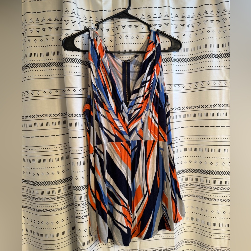 Merona Orange and Blue Geometric Tank Top